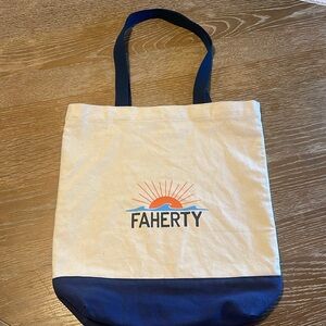 Faherty Tote Bag Ecru’ & Navy Canvas
